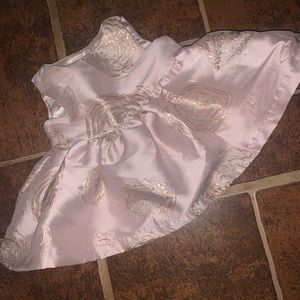 Baby girl pink dress with gold roses. Size 0-3 months.